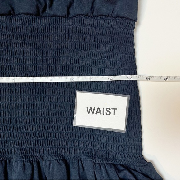 Sundays Ridley Dress Small Navy Blue stretch jersey knit ruffle flutter sleeve - Picture 9 of 10